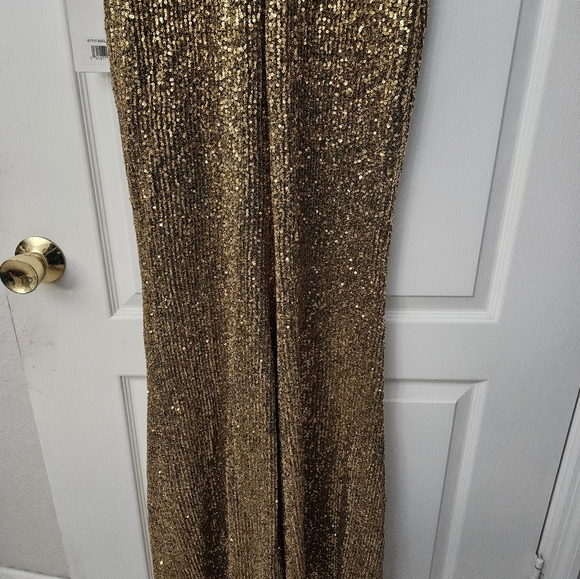 Ieena for Mac Duggal 67717i Scoop Back Sequin Dress Antique gold 8 NWT - Picture 10 of 13